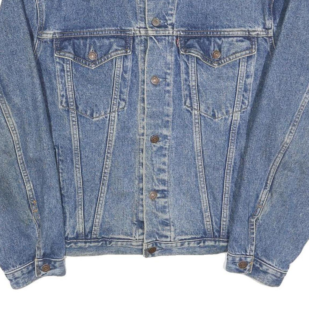 LEVI'S Mens Blue Denim Jacket S Cotton Blend Classic Button Closure Vintage