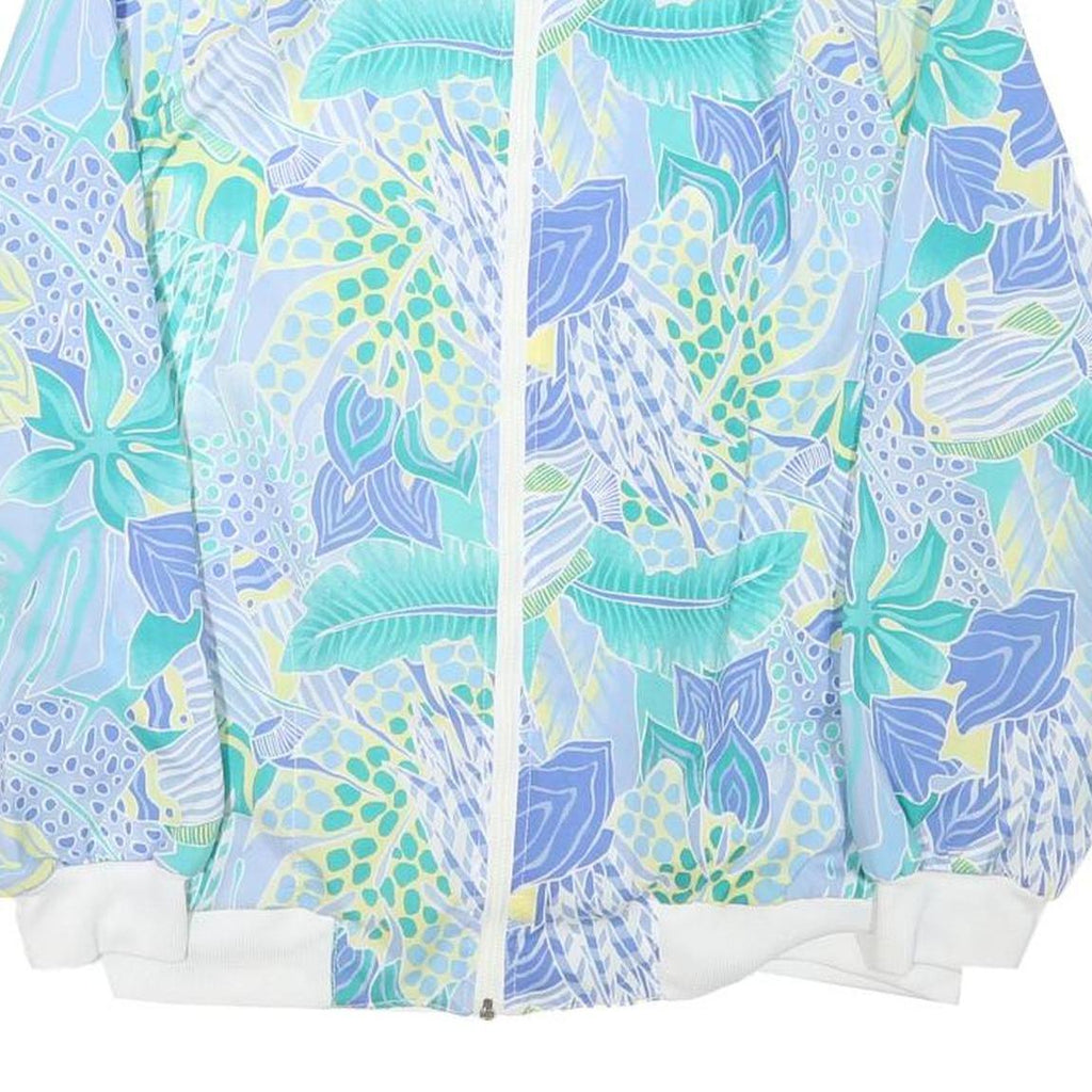 CRICKET LANE Womens Blue White Cotton Blend Jacket M Printed Floral Zip Bomber