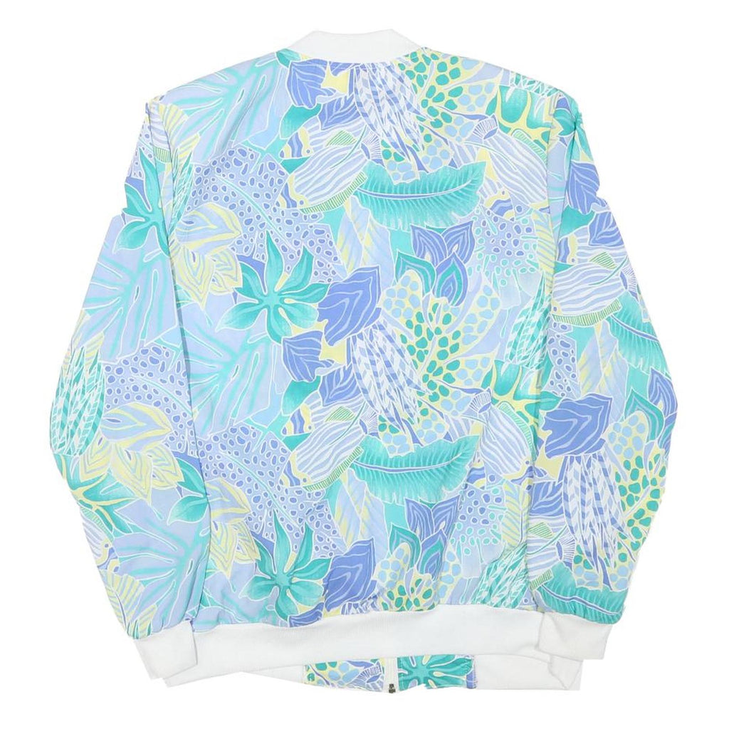 CRICKET LANE Womens Blue White Cotton Blend Jacket M Printed Floral Zip Bomber