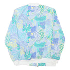 CRICKET LANE Womens Blue White Cotton Blend Jacket M Printed Floral Zip Bomber