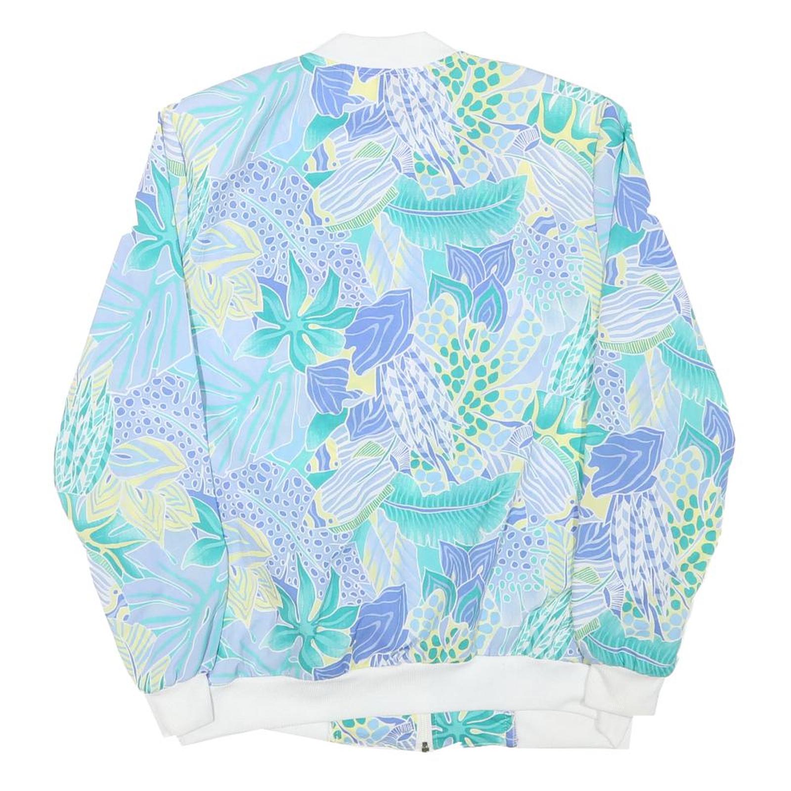 CRICKET LANE Womens Blue White Cotton Blend Jacket M Printed Floral Zip Bomber