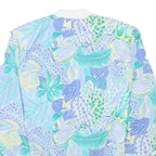 CRICKET LANE Womens Blue White Cotton Blend Jacket M Printed Floral Zip Bomber