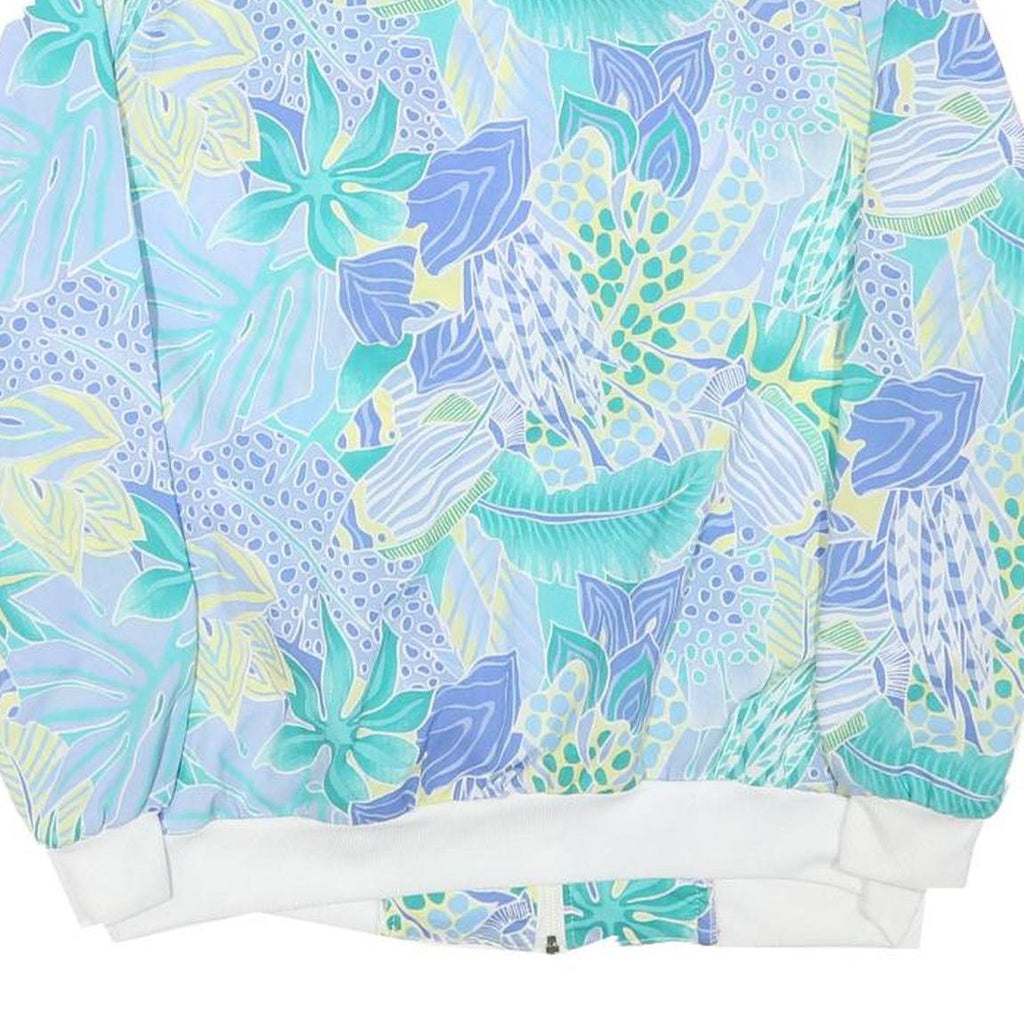 CRICKET LANE Womens Blue White Cotton Blend Jacket M Printed Floral Zip Bomber