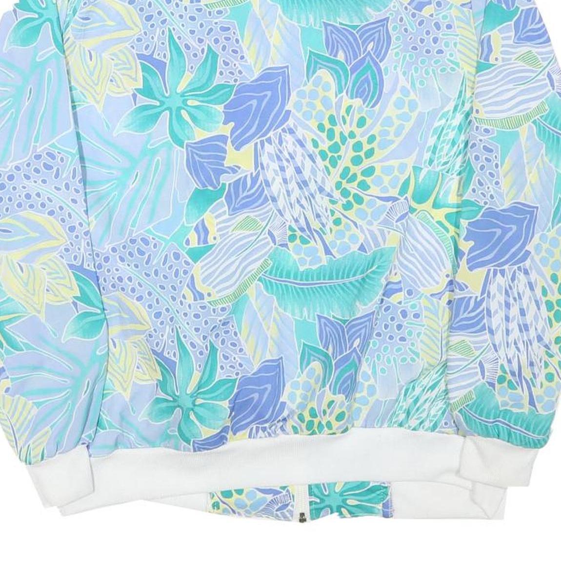 CRICKET LANE Womens Blue White Cotton Blend Jacket M Printed Floral Zip Bomber