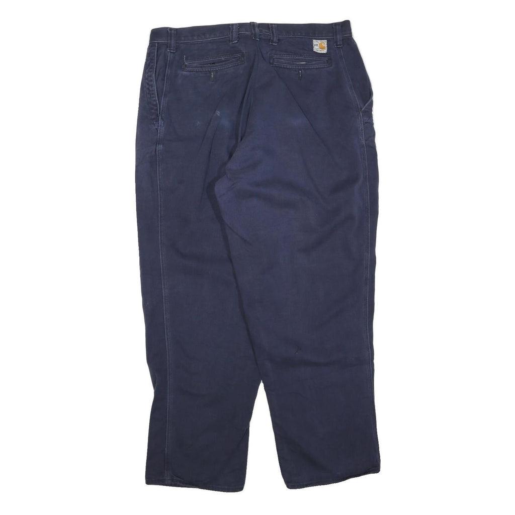 CARHARTT Mens Cotton Blend Navy Regular Fit Trouser W40 L32 Workwear Durable
