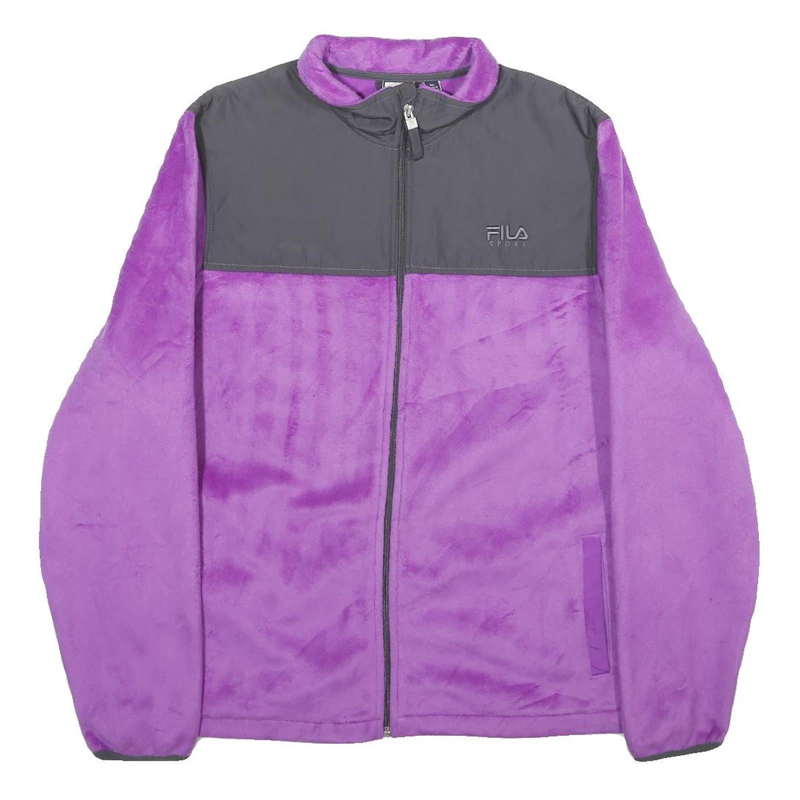 FILA Womens Purple & Grey Zip Jacket XL Polyester Sport Casual Fleece Soft