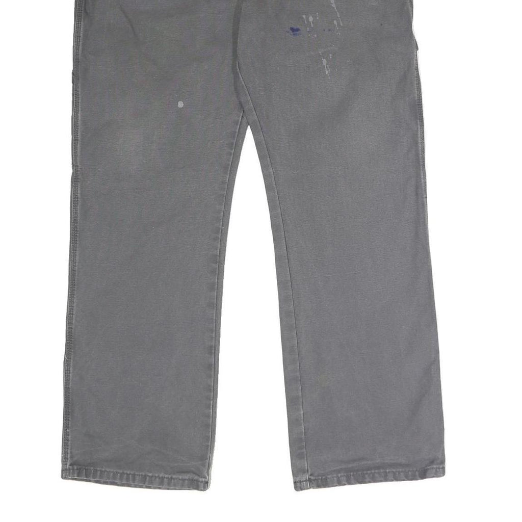 DICKIES Mens Cotton Grey Regular Straight Fit Trousers W33 L30 Workwear Zip