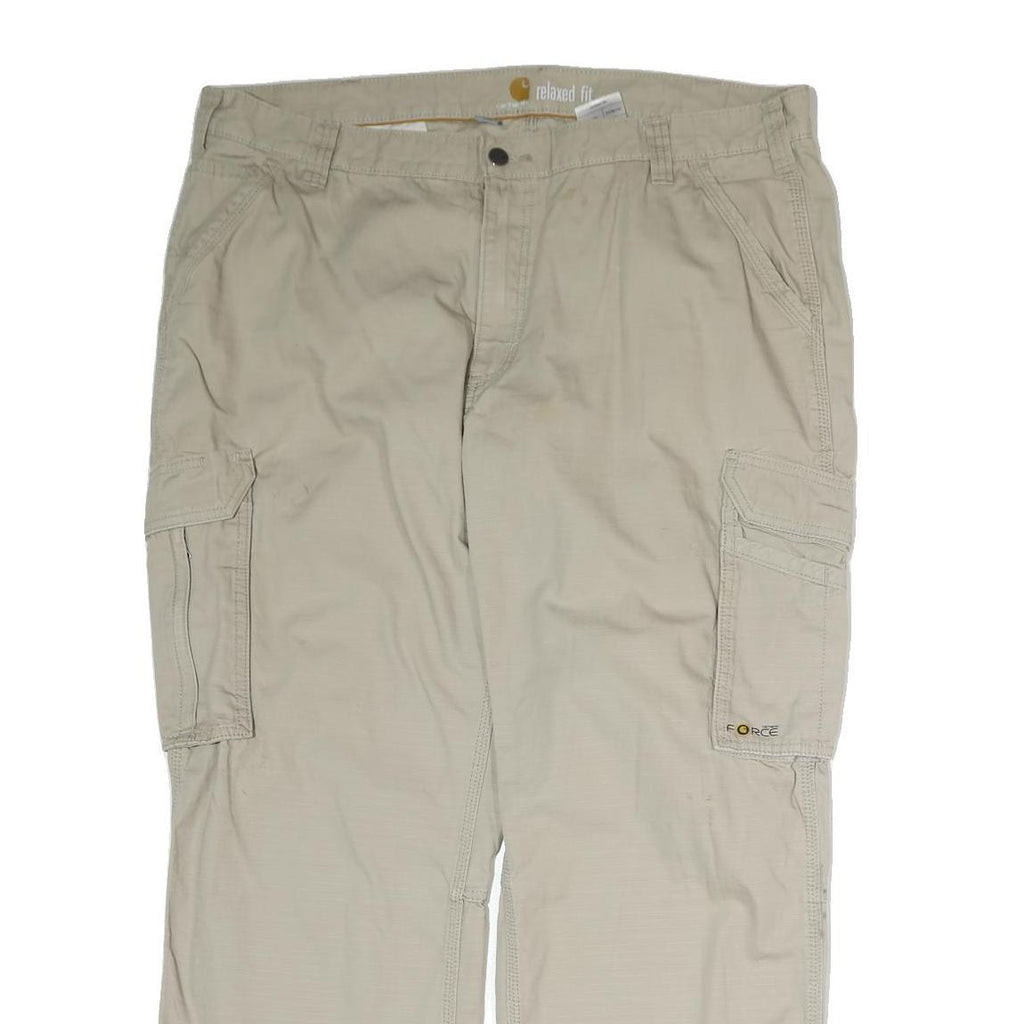 CARHARTT Mens Cotton Beige Relaxed Cargo Trousers W42 L30 Casual Workwear