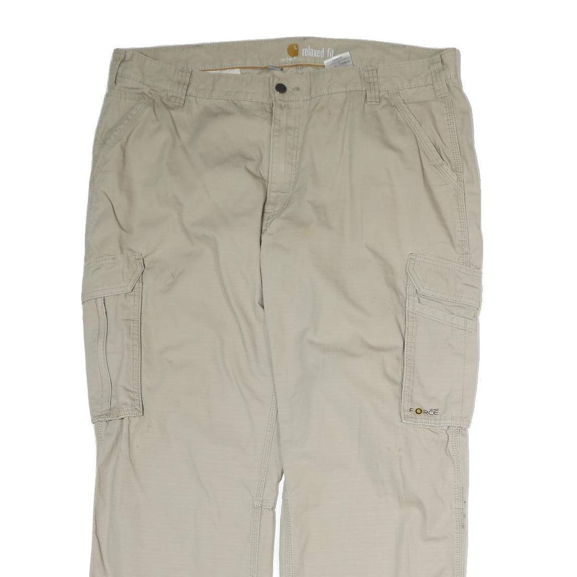 CARHARTT Mens Cotton Beige Relaxed Cargo Trousers W42 L30 Casual Workwear