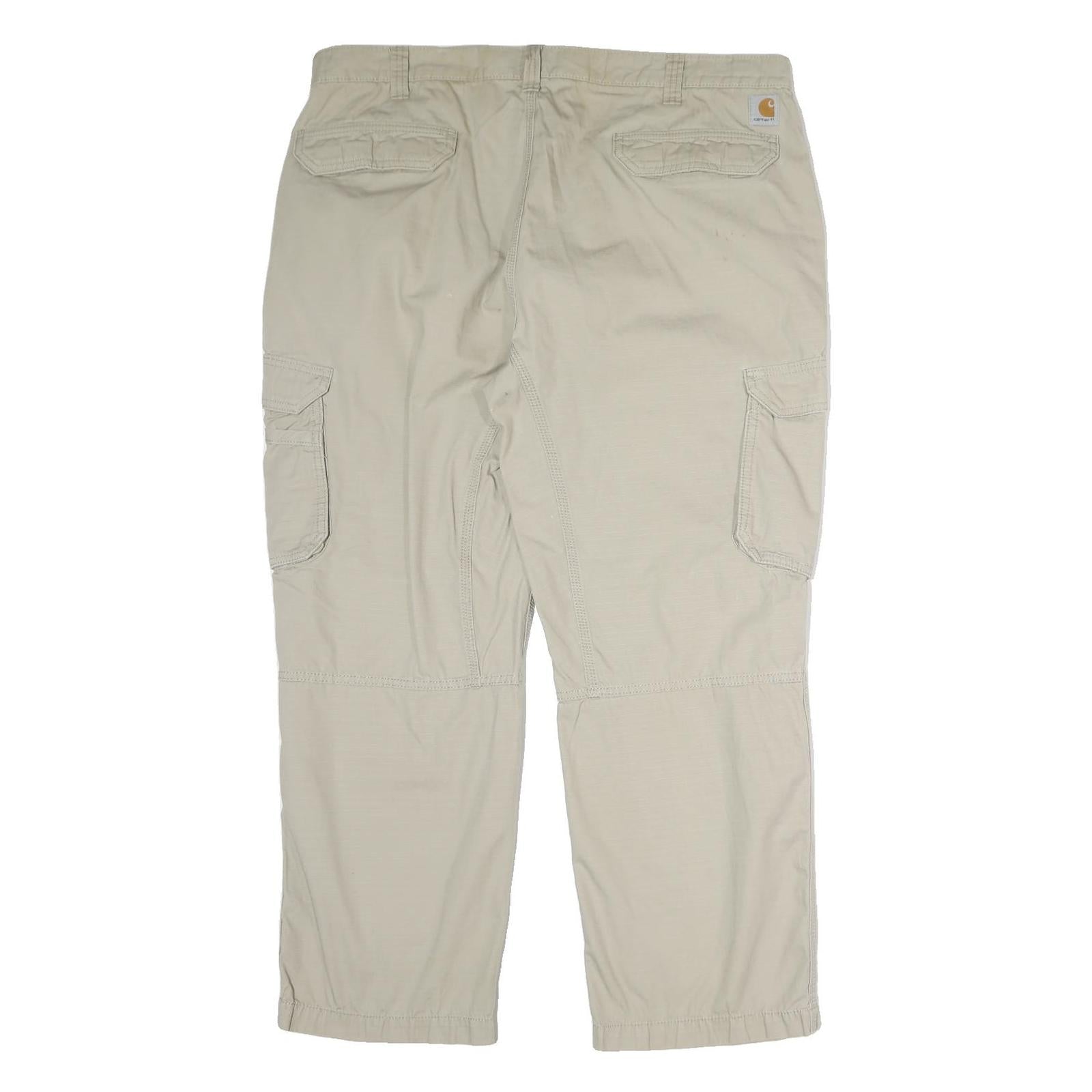 CARHARTT Mens Cotton Beige Relaxed Cargo Trousers W42 L30 Casual Workwear