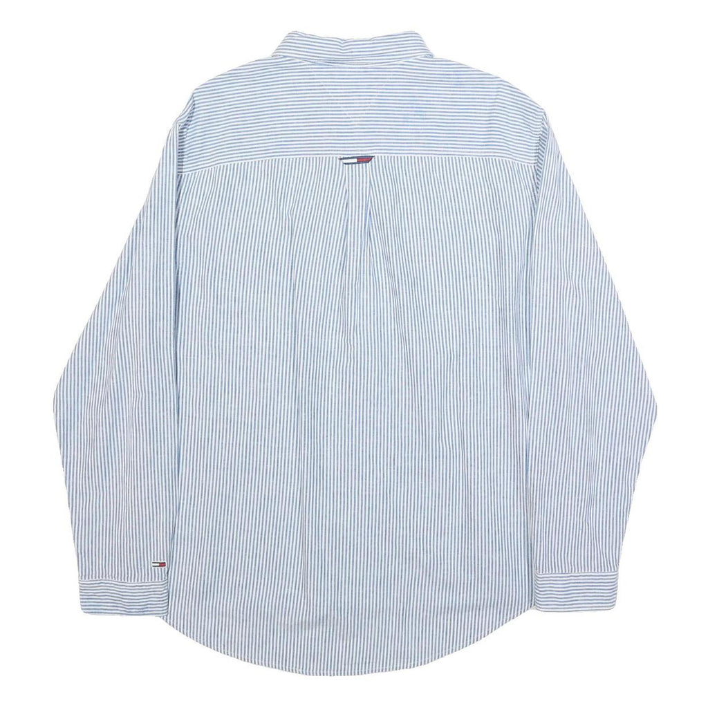 TOMMY JEANS Mens Blue & White Striped Shirt XL Classic Fit Button Down Collar