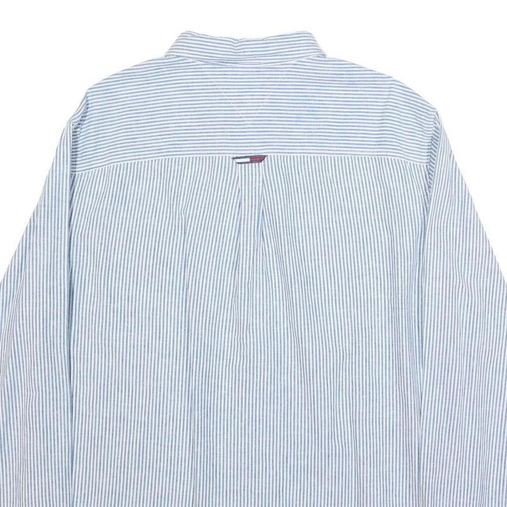 TOMMY JEANS Mens Blue & White Striped Shirt XL Classic Fit Button Down Collar