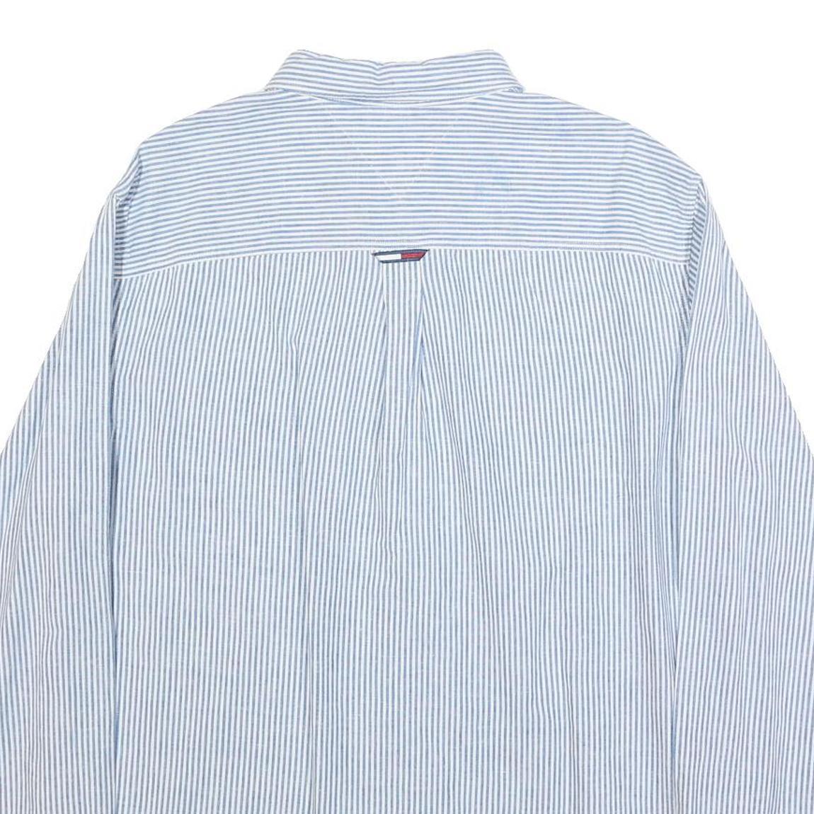 TOMMY JEANS Mens Blue & White Striped Shirt XL Classic Fit Button Down Collar
