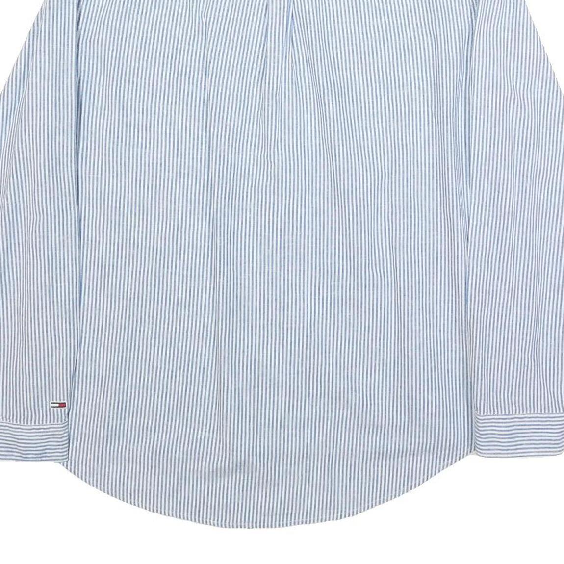 TOMMY JEANS Mens Blue & White Striped Shirt XL Classic Fit Button Down Collar