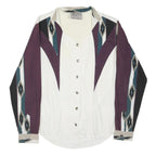 WRANGLER Womens White & Purple Western Pattern Cotton Blend Shirt M Retro
