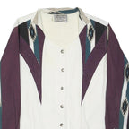 WRANGLER Womens White & Purple Western Pattern Cotton Blend Shirt M Retro