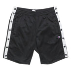 CHAMPION Mens Black & White Sports Shorts S W30 Snap Button Side Panel