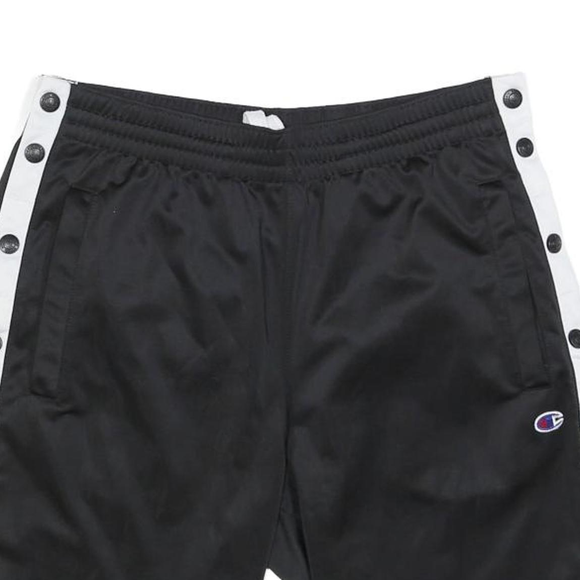 CHAMPION Mens Black & White Sports Shorts S W30 Snap Button Side Panel