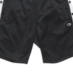 CHAMPION Mens Black & White Sports Shorts S W30 Snap Button Side Panel
