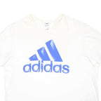 ADIDAS Mens White Blue Logo Cotton Blend T-Shirt 2XL Short Sleeve Crew Neck