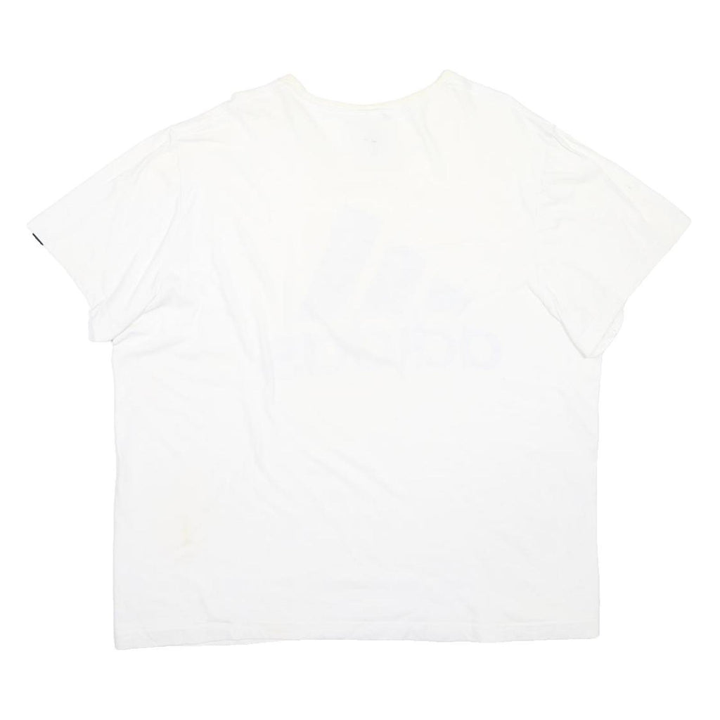ADIDAS Mens White Blue Logo Cotton Blend T-Shirt 2XL Short Sleeve Crew Neck