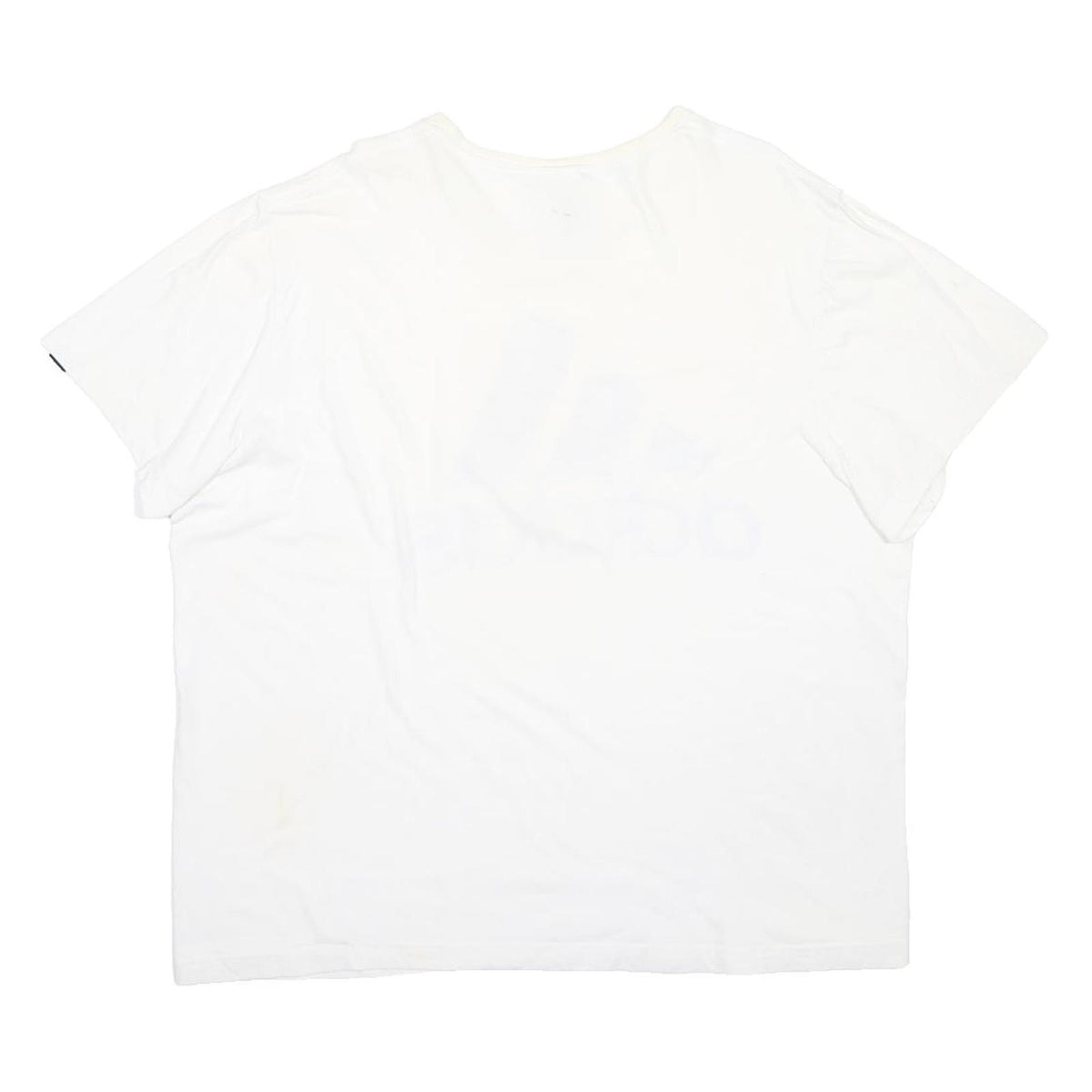 ADIDAS Mens White Blue Logo Cotton Blend T-Shirt 2XL Short Sleeve Crew Neck