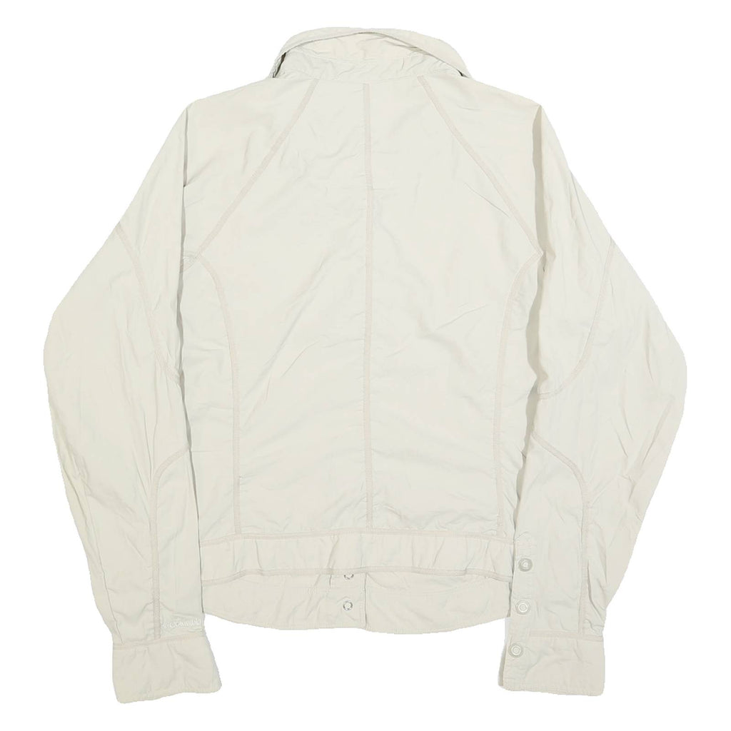 COLUMBIA Womens Cream Casual Button Jacket L Polyester Plain Lightweight Outdoor