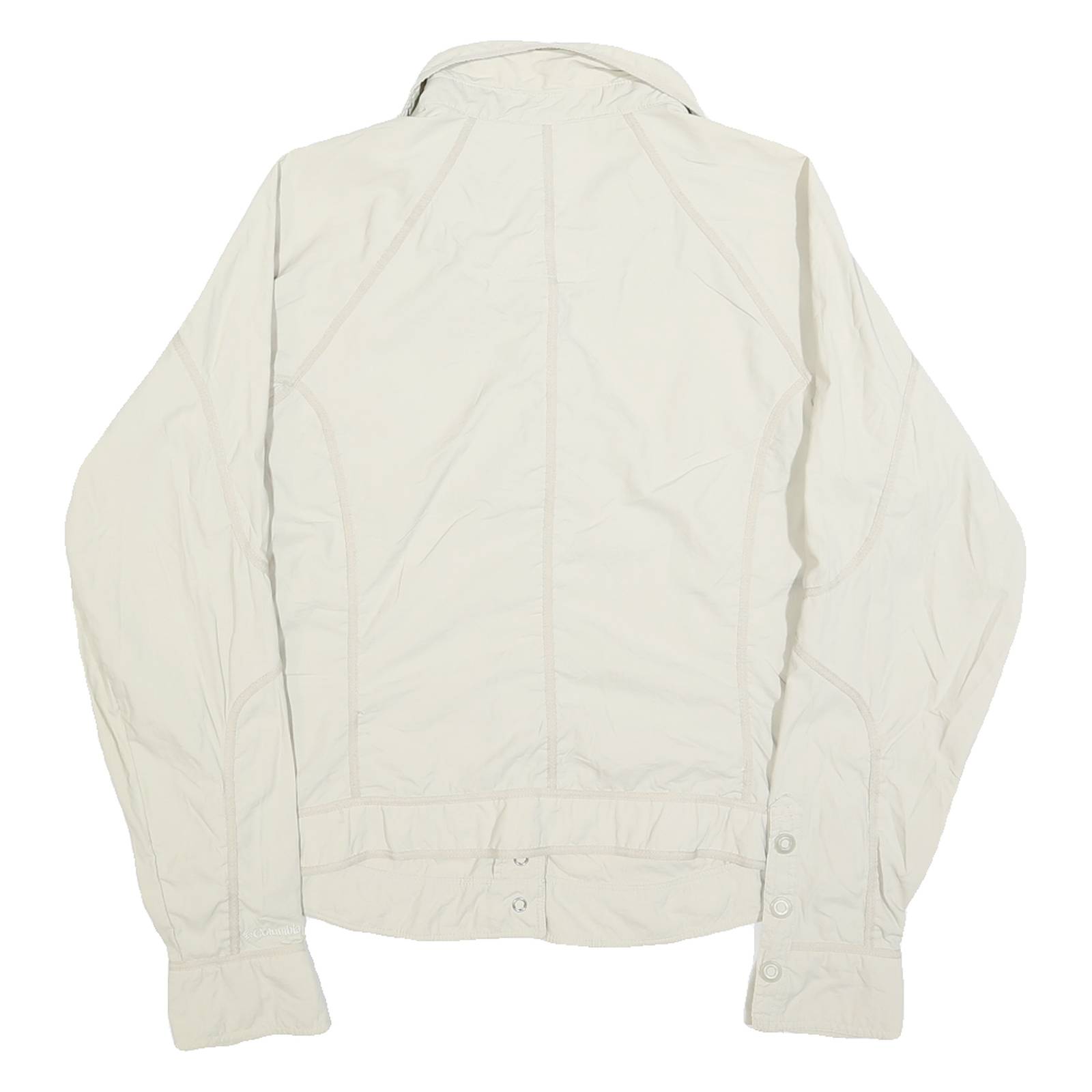 COLUMBIA Womens Cream Casual Button Jacket L Polyester Plain Lightweight Outdoor