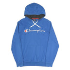 CHAMPION Mens Blue Pullover Hoodie S Cotton Blend Casual Sportswear