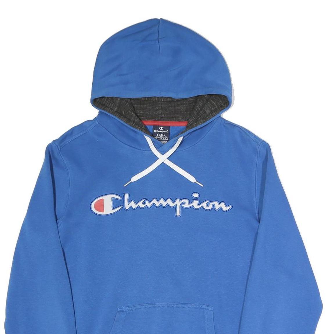 CHAMPION Mens Blue Pullover Hoodie S Cotton Blend Casual Sportswear