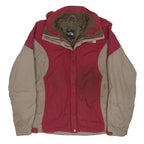 THE NORTH FACE Womens Red & Beige Outdoor Jacket L Polyester Blend Zip Hooded