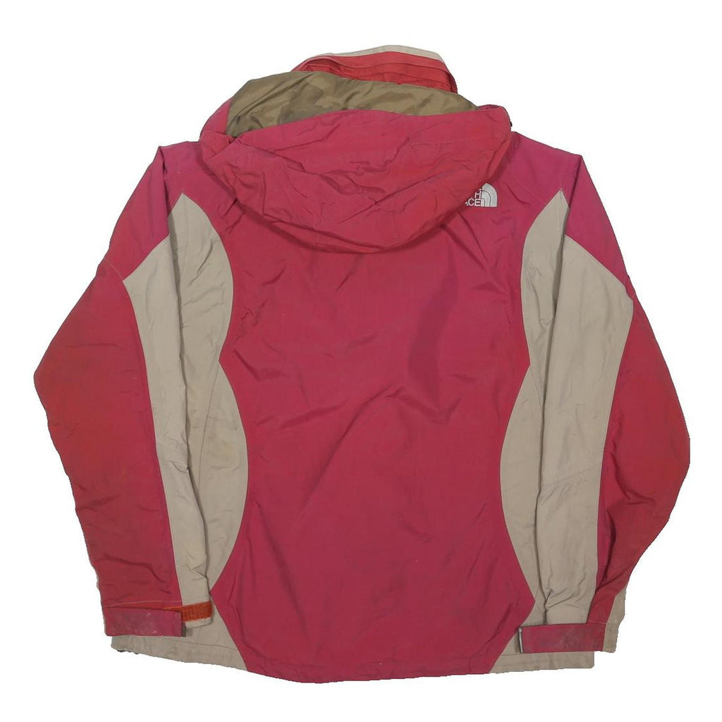 THE NORTH FACE Womens Red & Beige Outdoor Jacket L Polyester Blend Zip Hooded