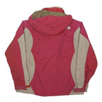 THE NORTH FACE Womens Red & Beige Outdoor Jacket L Polyester Blend Zip Hooded