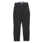 7 FOR ALL MANKIND Womens Black Slim Skinny Cotton Blend Trousers W24 L26 Zip
