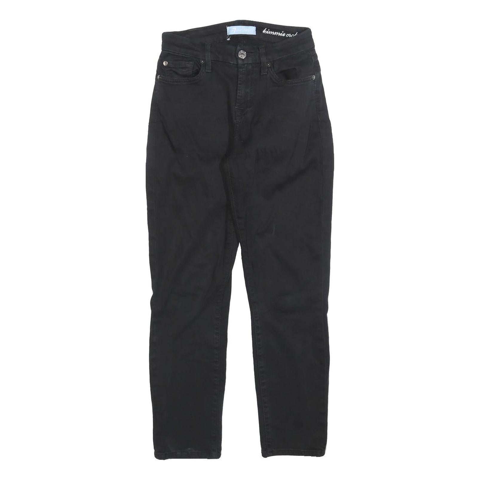 7 FOR ALL MANKIND Womens Black Slim Skinny Cotton Blend Trousers W24 L26 Zip