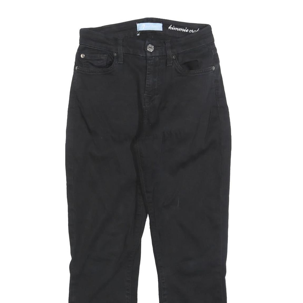 7 FOR ALL MANKIND Womens Black Slim Skinny Cotton Blend Trousers W24 L26 Zip