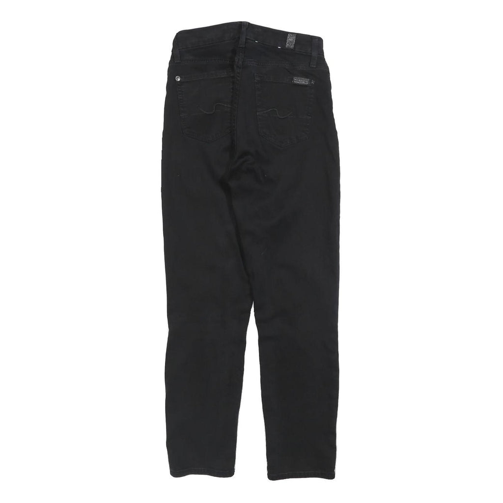 7 FOR ALL MANKIND Womens Black Slim Skinny Cotton Blend Trousers W24 L26 Zip