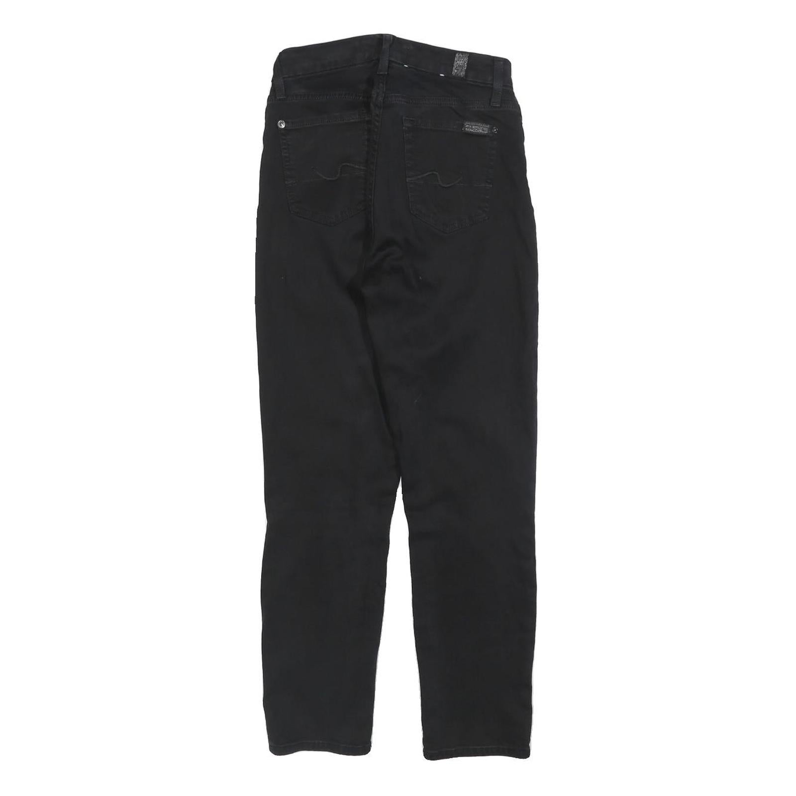 7 FOR ALL MANKIND Womens Black Slim Skinny Cotton Blend Trousers W24 L26 Zip