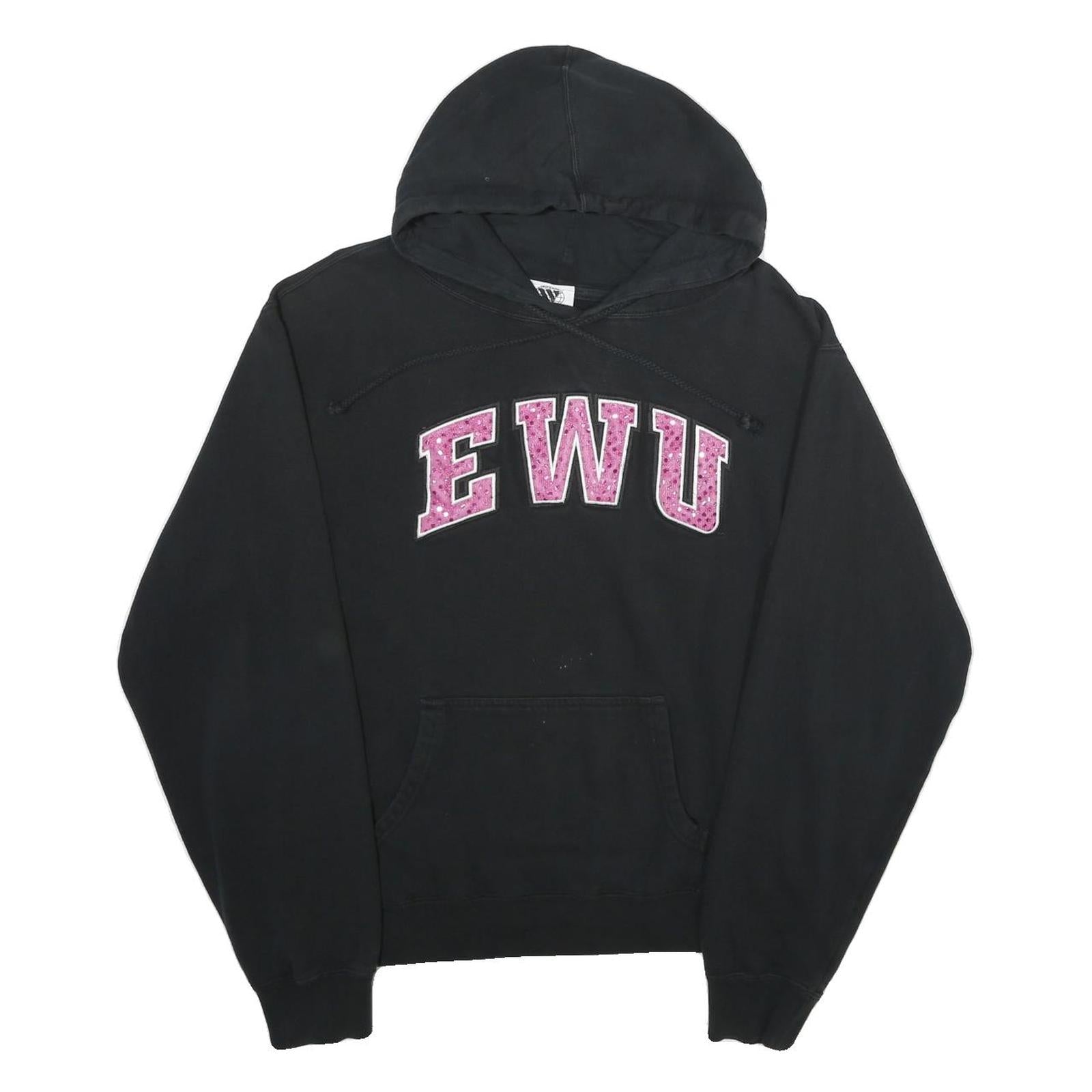 WIDEWORLD SPORTSWEAR Womens Black Hoodie 2XL Cotton Blend Pullover EWU Logo