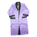 Womens Purple Satin Floral Pattern Open Front Jacket L Evening Kimono Style