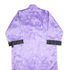 Womens Purple Satin Floral Pattern Open Front Jacket L Evening Kimono Style