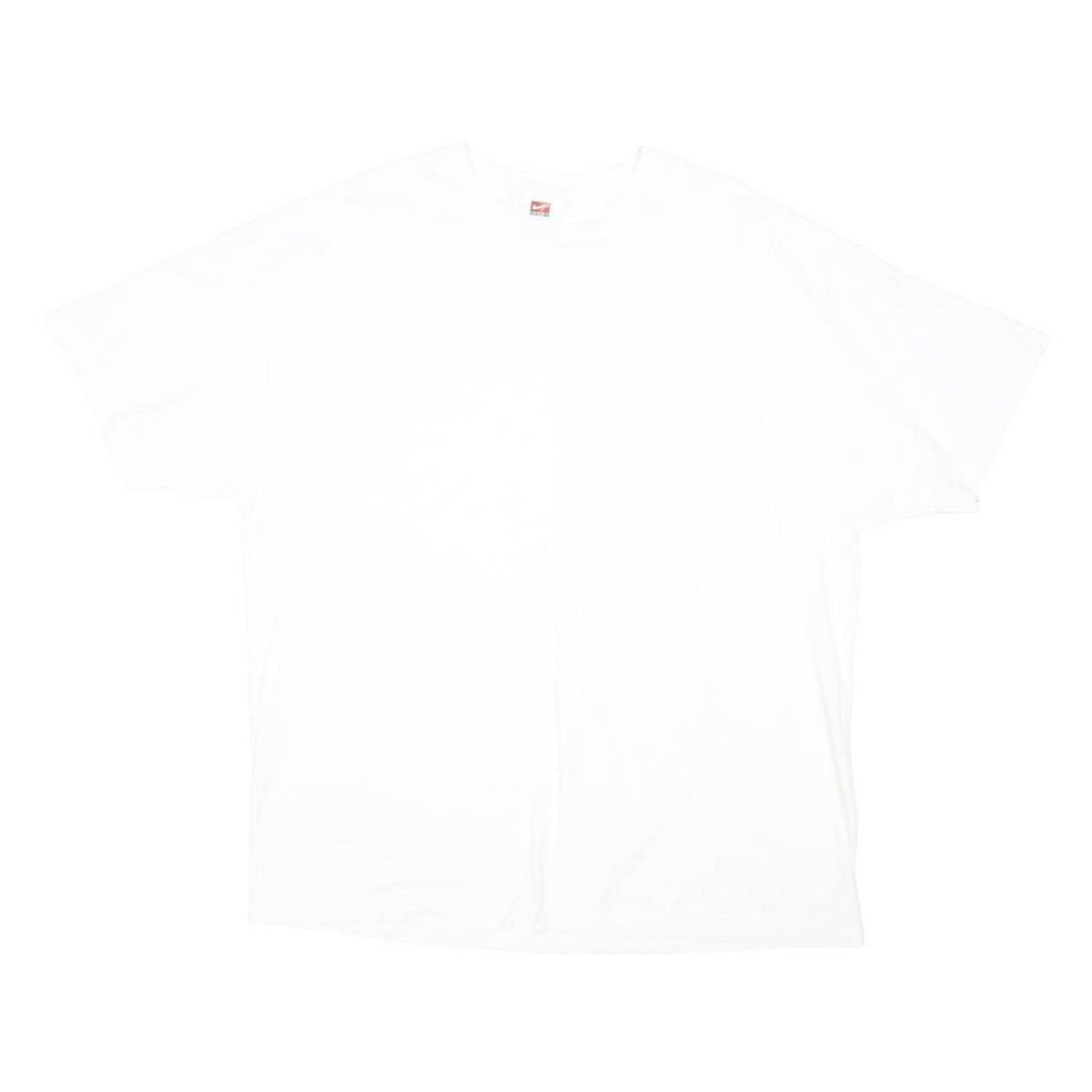 NIKE Mens White Plain T-Shirt XL Short Sleeve Crew Neck Casual Cotton Blend