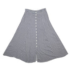 MODA INTL Womens Blue White Check A-Line Knee Length Rayon Skirt S Button Fasten