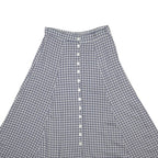 MODA INTL Womens Blue White Check A-Line Knee Length Rayon Skirt S Button Fasten