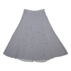 MODA INTL Womens Blue White Check A-Line Knee Length Rayon Skirt S Button Fasten