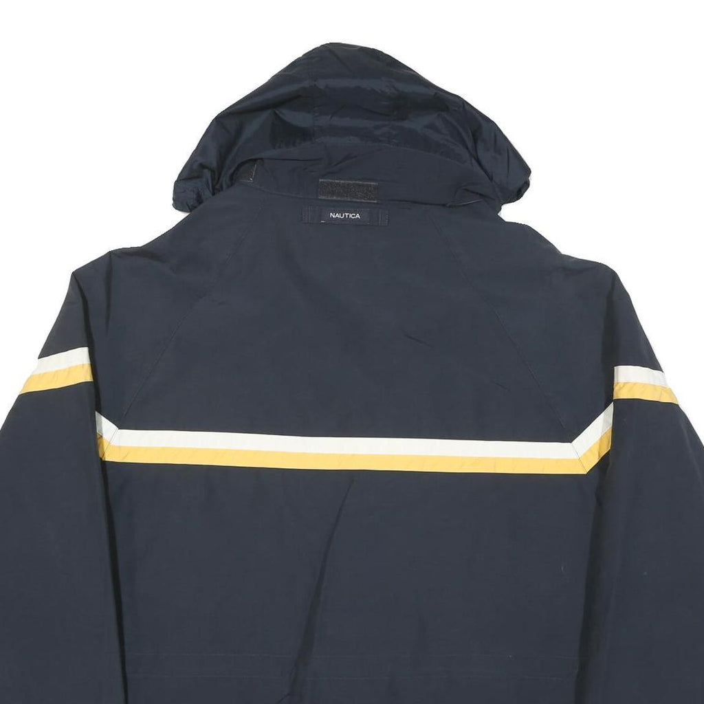 NAUTICA Mens Navy Blue & Yellow Jacket XL Polyester Blend Zip Pocketed Outdoor