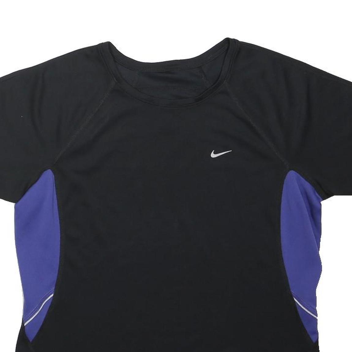 NIKE Girls Black & Purple Performance T-Shirt L Short Sleeve Crew Neck