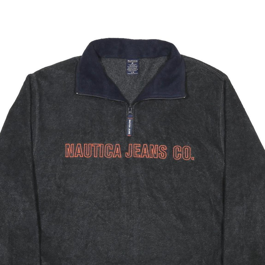 NAUTICA Mens Black Pullover Plain Crew Neck Basic Knit L Jumper