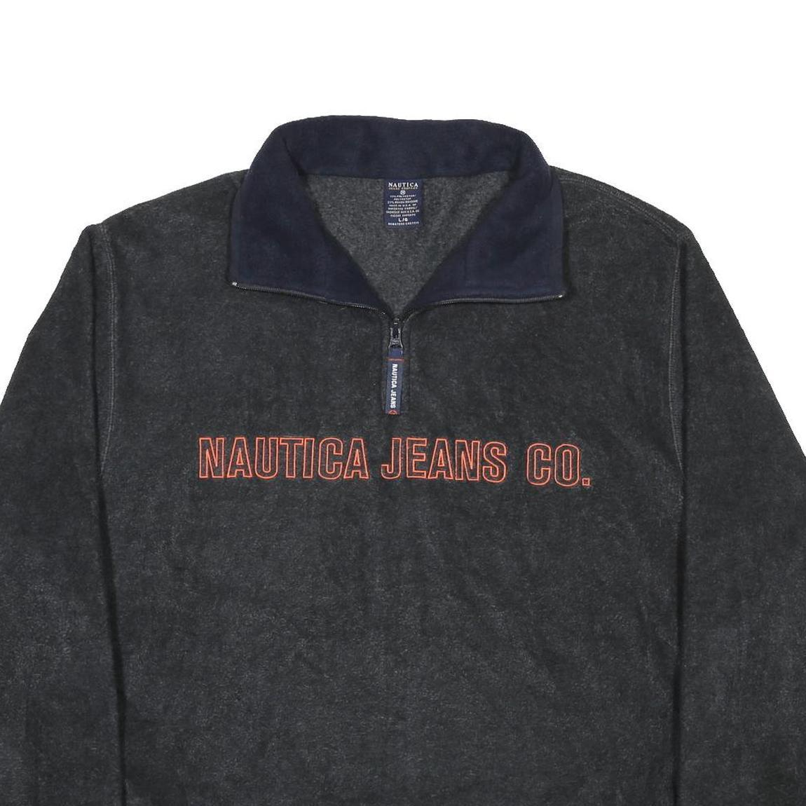 NAUTICA Mens Black Pullover Plain Crew Neck Basic Knit L Jumper