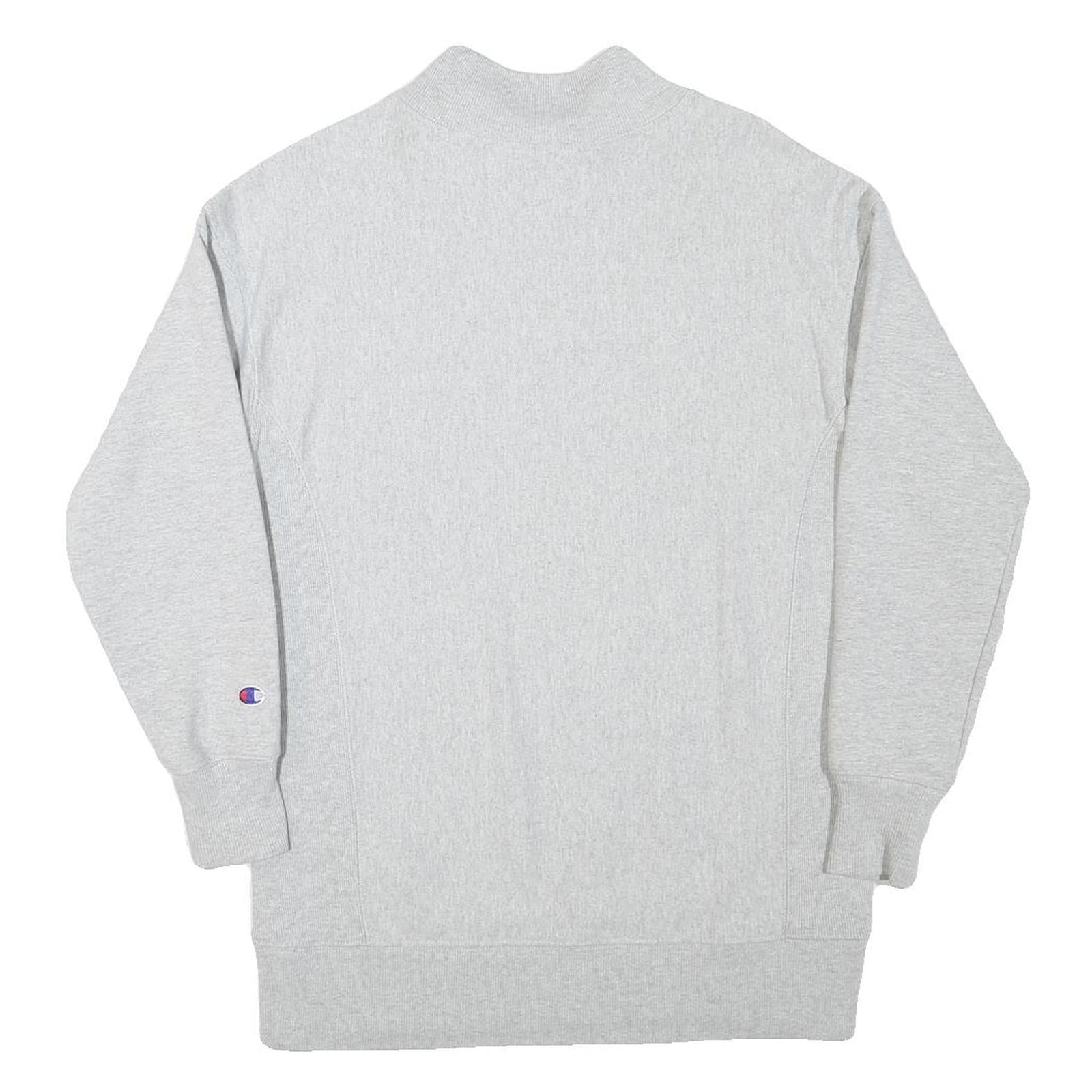 CHAMPION Mens Grey Cotton Blend Crew Neck S Logo Embroidered Classic Sweatshirt